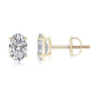 7x5mm HSI2 Oval Diamond Solitaire Stud Earrings in 9K Yellow Gold