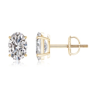 8x6mm IJI1I2 Oval Diamond Solitaire Stud Earrings in 10K Yellow Gold