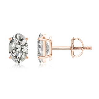 8x6mm KI3 Oval Diamond Solitaire Stud Earrings in Rose Gold