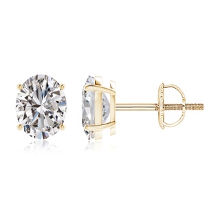 9x7mm IJI1I2 Oval Diamond Solitaire Stud Earrings in 10K Yellow Gold