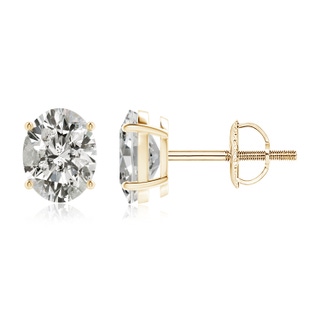 9x7mm KI3 Oval Diamond Solitaire Stud Earrings in 10K Yellow Gold