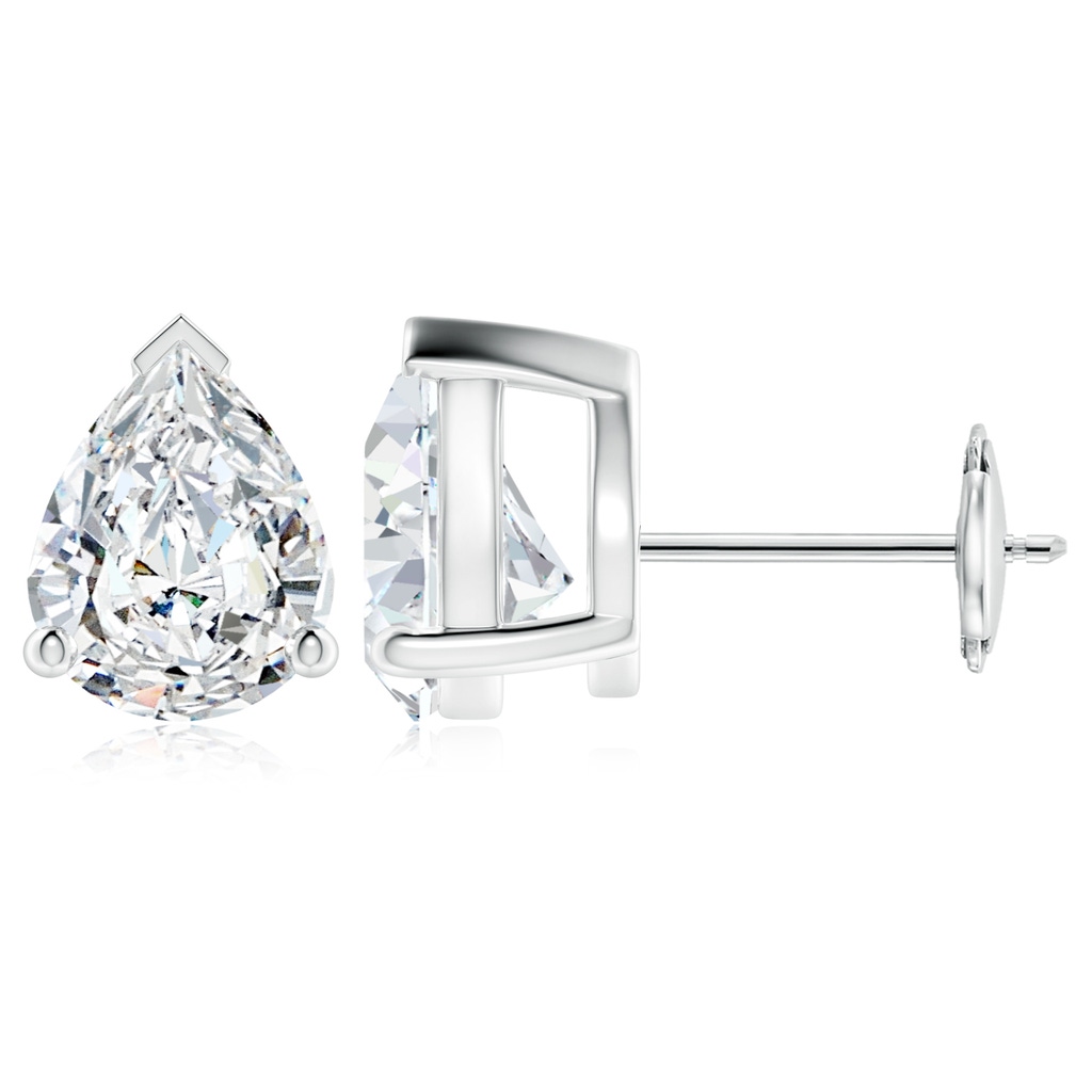10x8mm GVS2 Pear-Shaped Diamond Solitaire Stud Earrings in White Gold