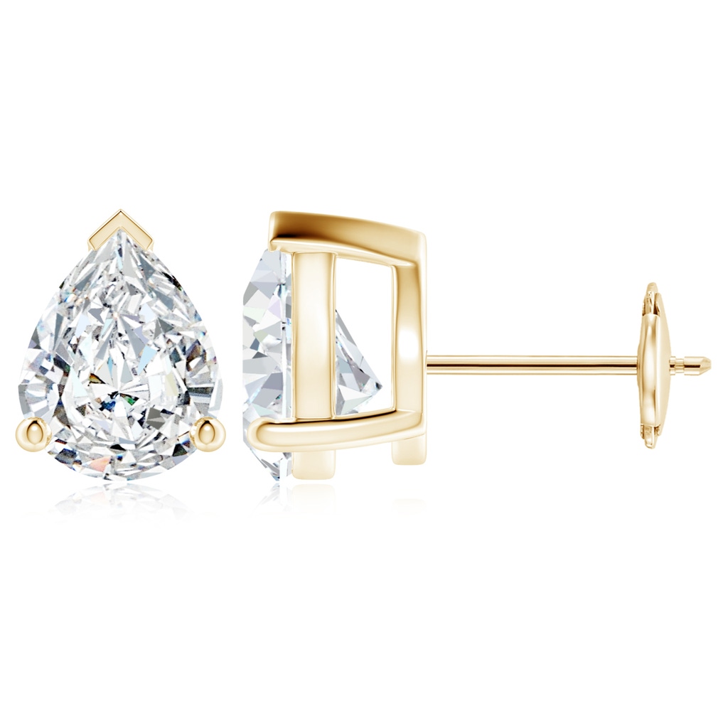 10x8mm GVS2 Pear-Shaped Diamond Solitaire Stud Earrings in Yellow Gold