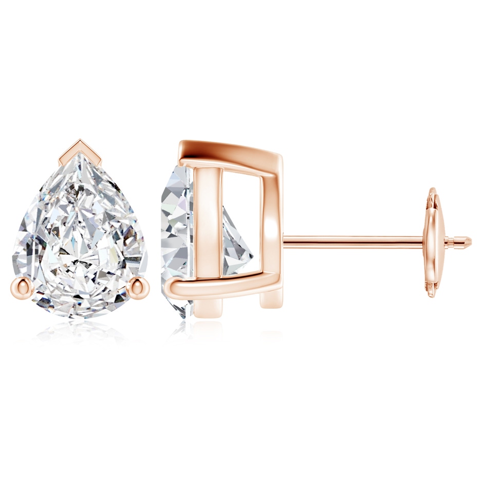 10x8mm HSI2 Pear-Shaped Diamond Solitaire Stud Earrings in Rose Gold 
