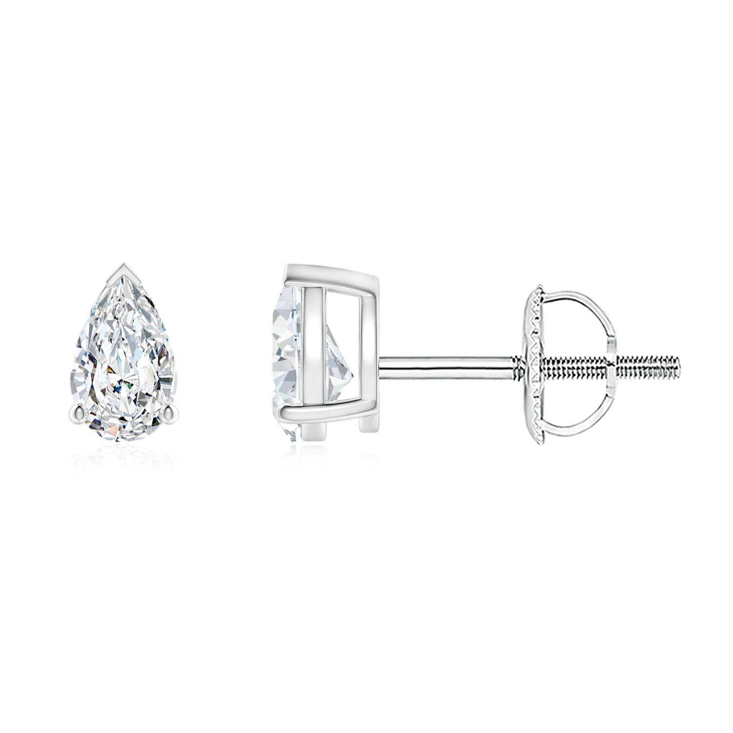 5x3mm GVS2 Pear-Shaped Diamond Solitaire Stud Earrings in P950 Platinum