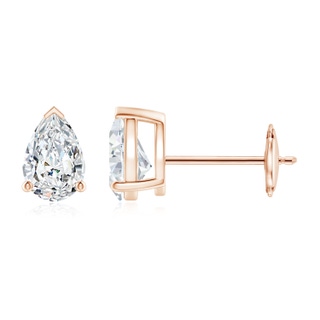 6x4mm GVS2 Pear-Shaped Diamond Solitaire Stud Earrings in 9K Rose Gold