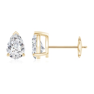 6x4mm HSI2 Pear-Shaped Diamond Solitaire Stud Earrings in 9K Yellow Gold