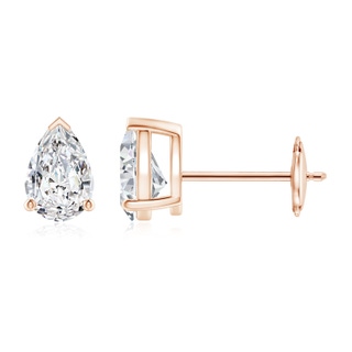 6x4mm HSI2 Pear-Shaped Diamond Solitaire Stud Earrings in Rose Gold
