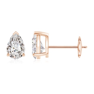 6x4mm IJI1I2 Pear-Shaped Diamond Solitaire Stud Earrings in Rose Gold