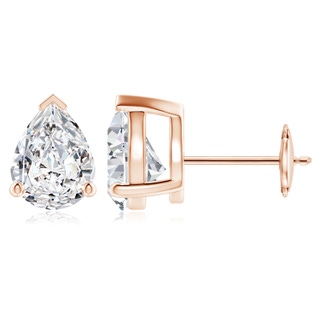 9x7mm HSI2 Pear-Shaped Diamond Solitaire Stud Earrings in Rose Gold