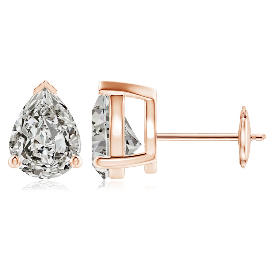 9x7mm KI3 Pear-Shaped Diamond Solitaire Stud Earrings in Rose Gold 