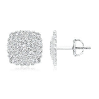 2mm HSI2 Cushion Double Halo Diamond Studs with Pave Detailing in White Gold