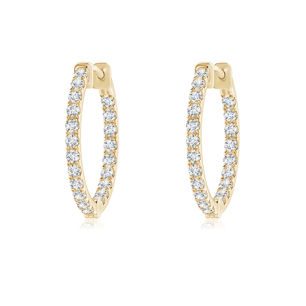 1.4mm GVS2 Classic Diamond Inside Out Hoop Earrings in Yellow Gold