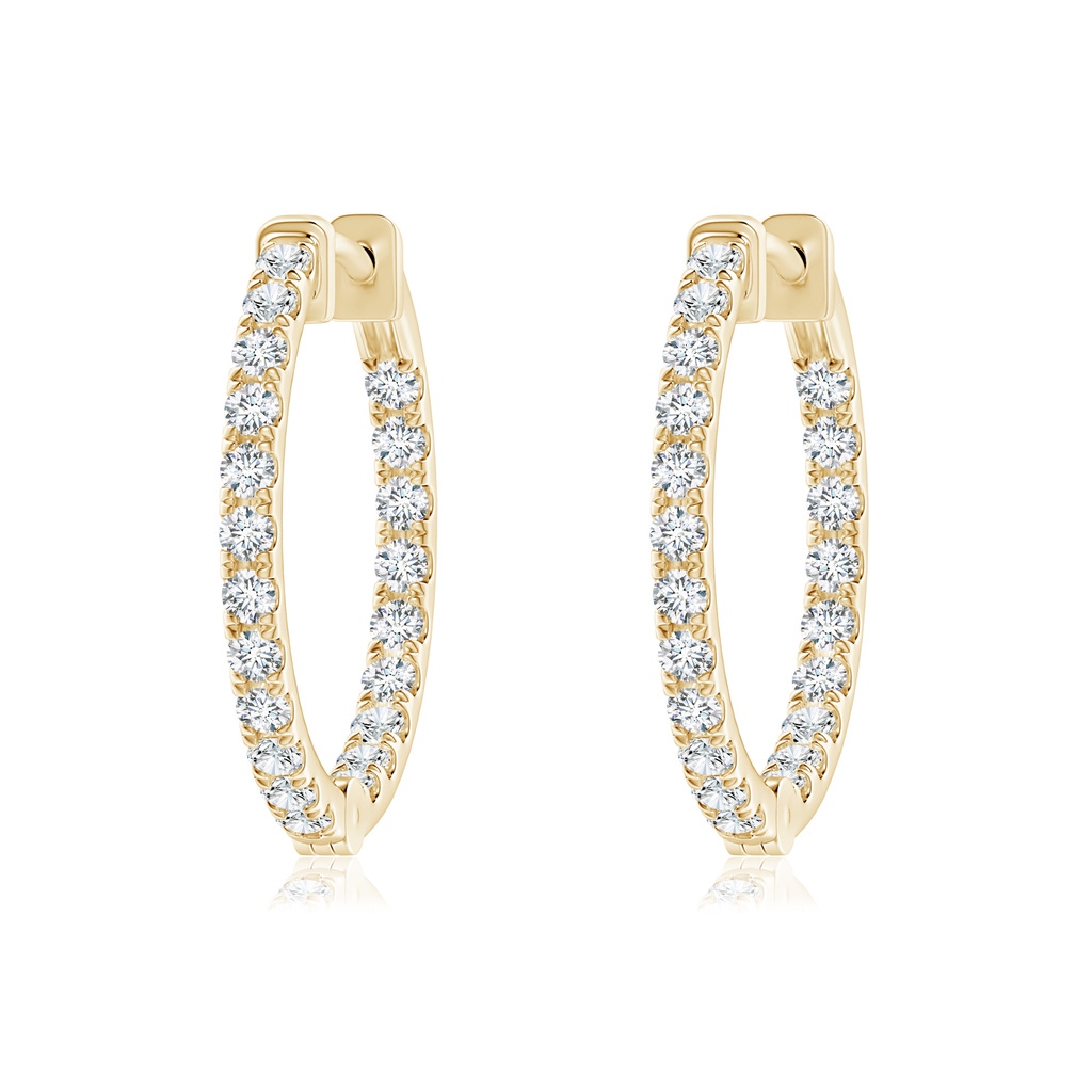 1.6mm GVS2 Classic Diamond Inside Out Hoop Earrings in Yellow Gold