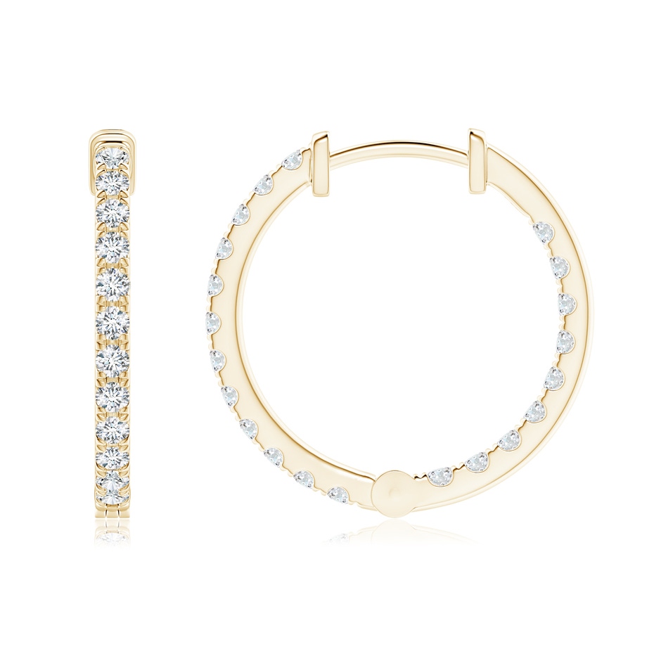 1.6mm GVS2 Classic Diamond Inside Out Hoop Earrings in Yellow Gold side-1