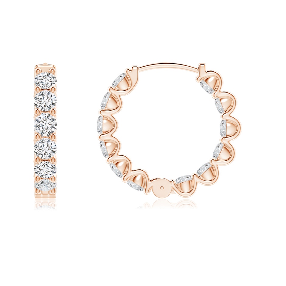 2.15mm HSI2 Prong-Set Diamond Inside Out Hoop Earrings in 9K Rose Gold side 199