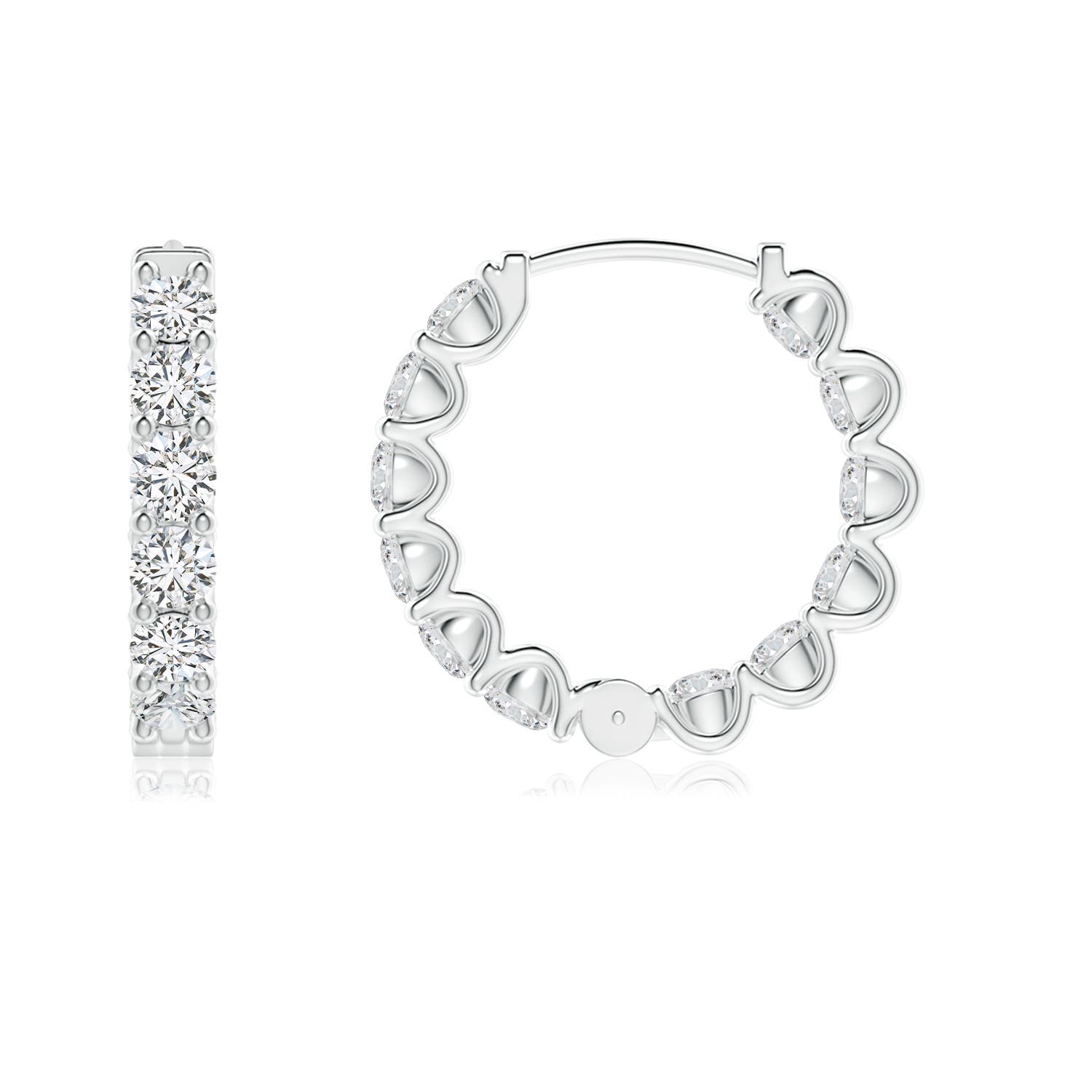 2.15mm HSI2 Prong-Set Diamond Inside Out Hoop Earrings in White Gold - side 3