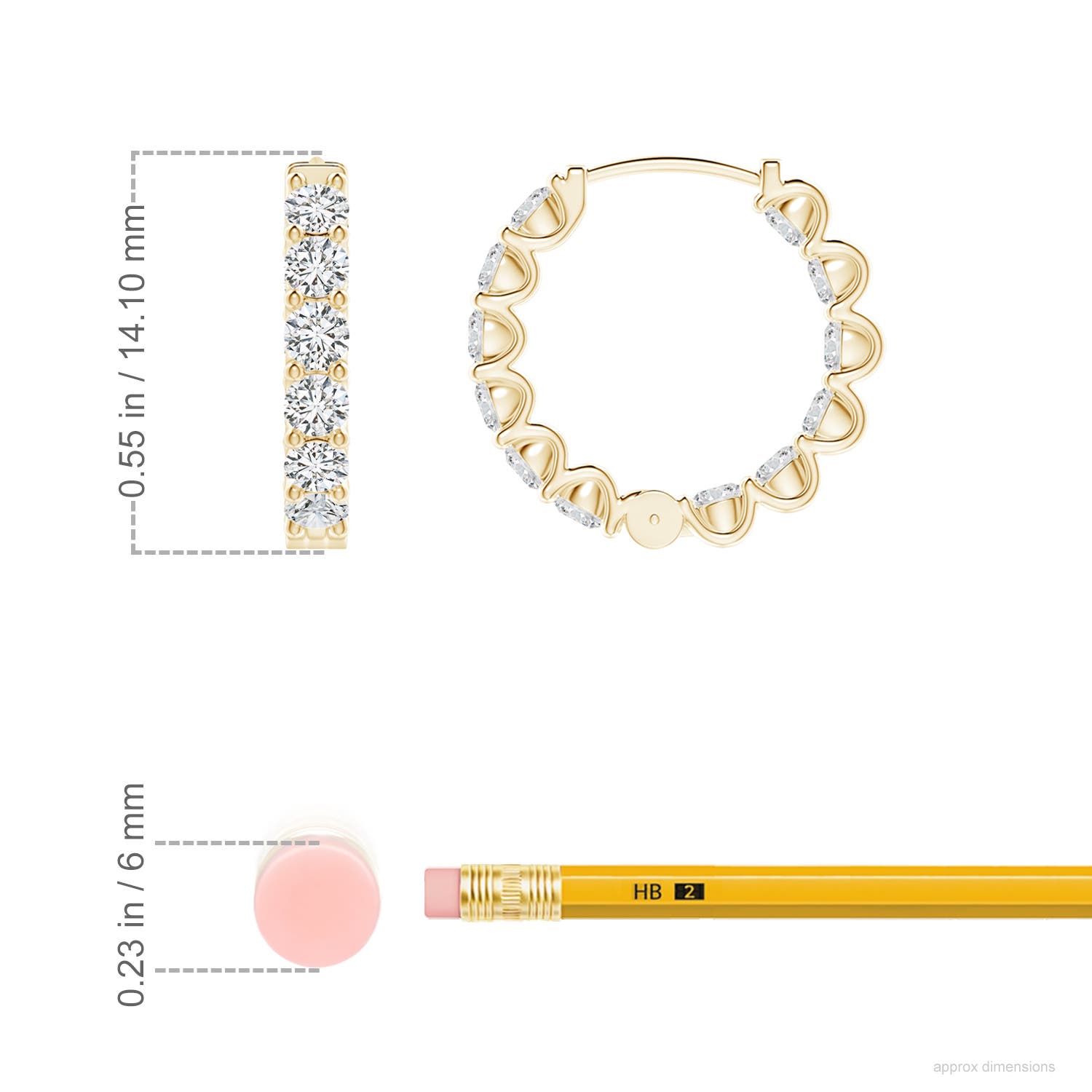 Prong-Set Round Diamond Inside Out Hinged Clip Hoop Earrings