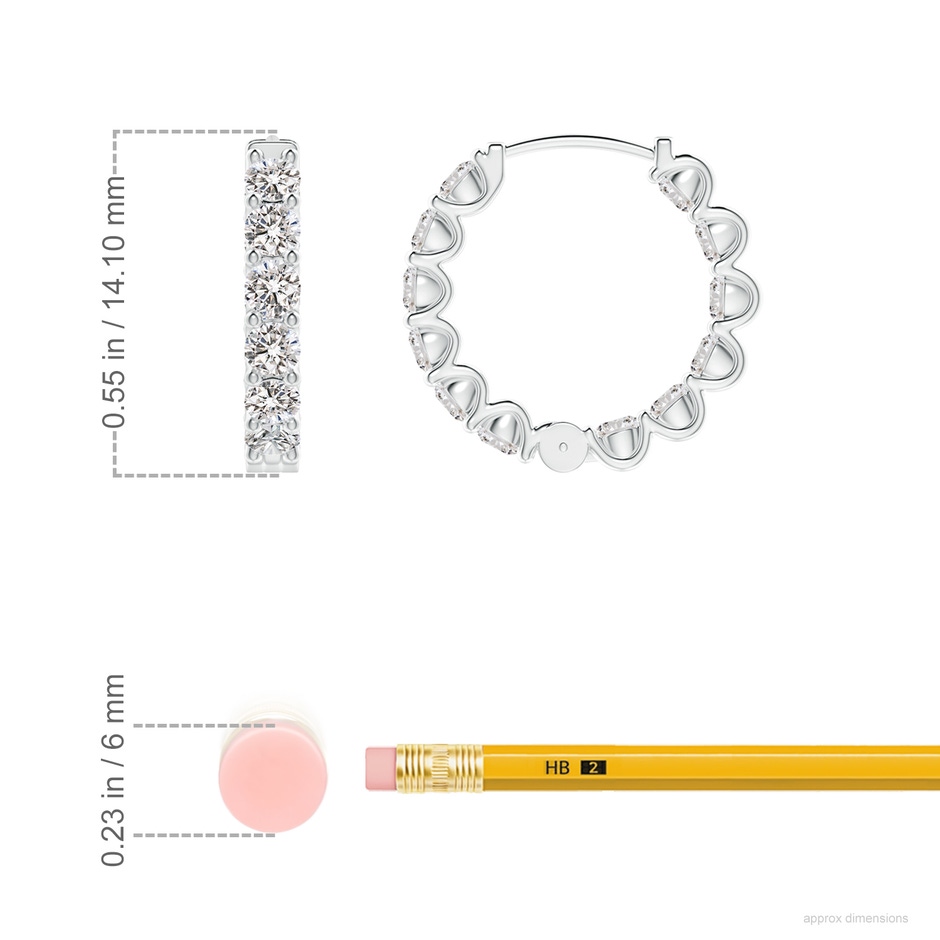 2.15mm IJI1I2 Prong-Set Diamond Inside Out Hoop Earrings in P950 Platinum ruler