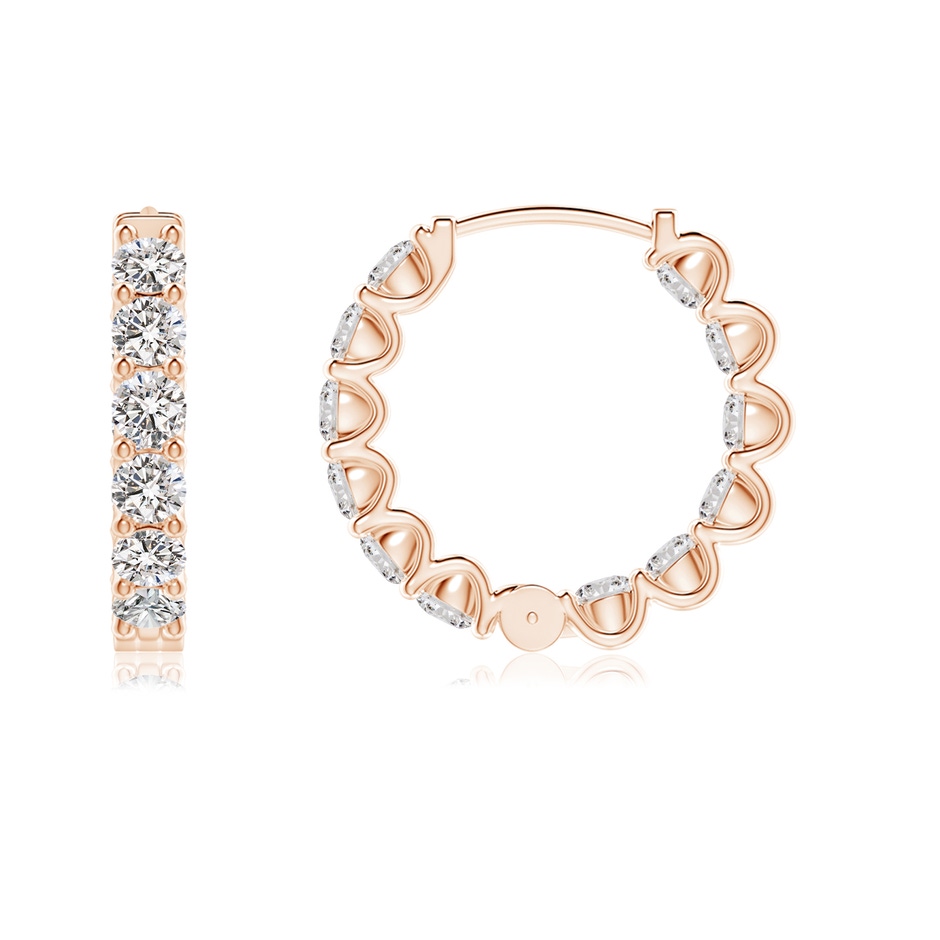 2.15mm IJI1I2 Prong-Set Diamond Inside Out Hoop Earrings in Rose Gold side 199