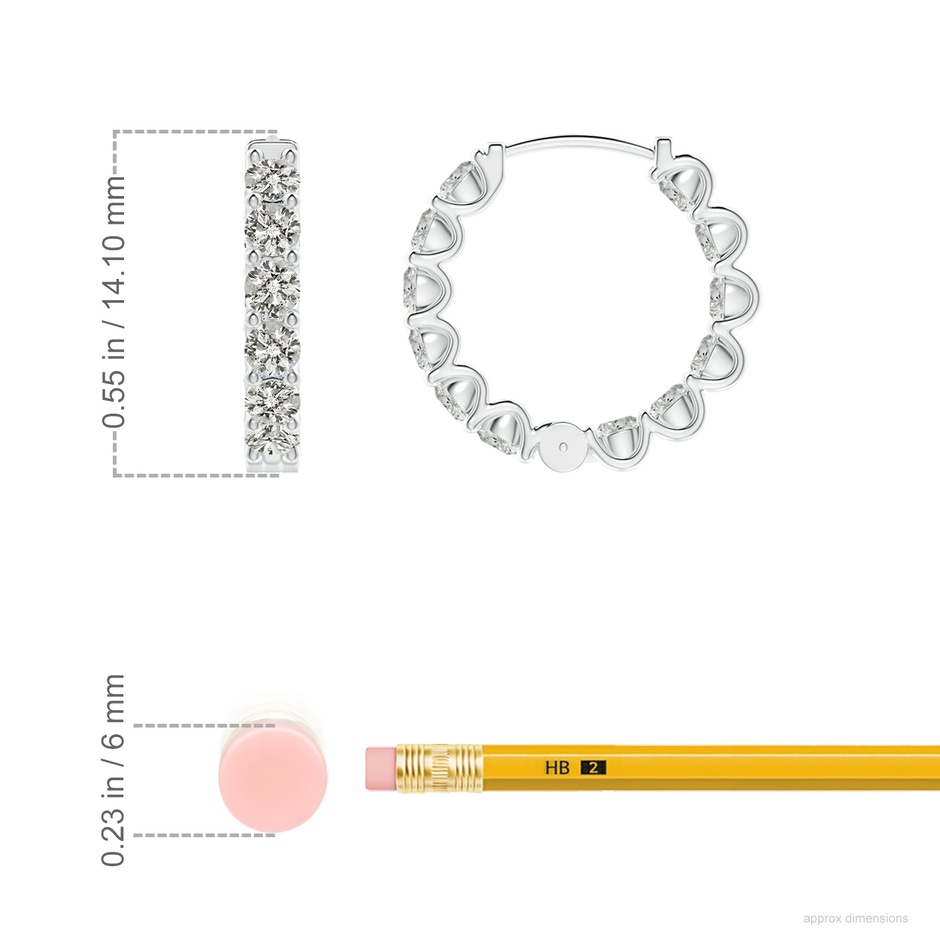 2.15mm KI3 Prong-Set Diamond Inside Out Hoop Earrings in White Gold ruler