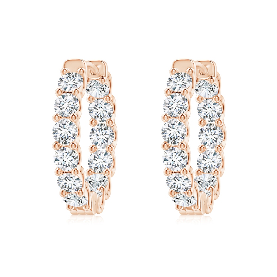 2.5mm GVS2 Prong-Set Diamond Inside Out Hoop Earrings in Rose Gold 