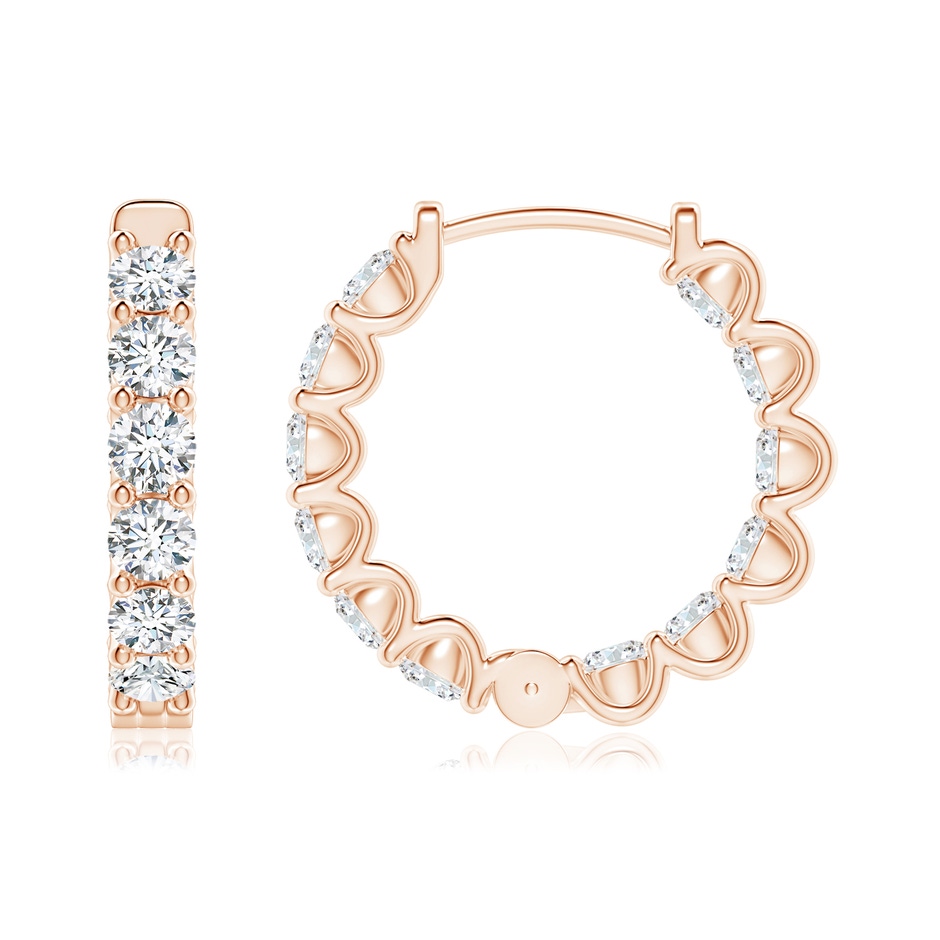2.5mm GVS2 Prong-Set Diamond Inside Out Hoop Earrings in Rose Gold side 199