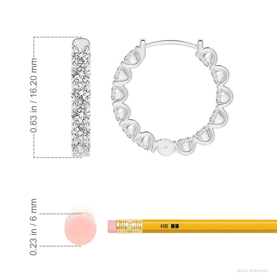 2.5mm IJI1I2 Prong-Set Diamond Inside Out Hoop Earrings in White Gold ruler
