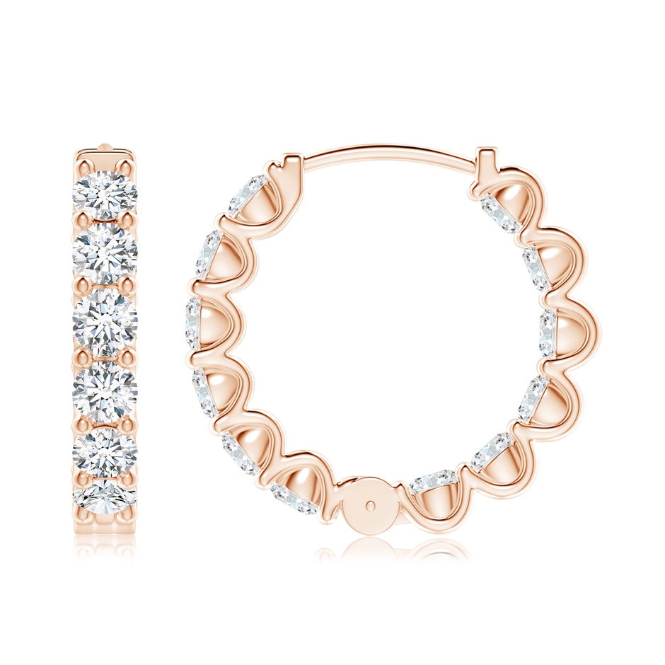 3.2mm GVS2 Prong-Set Diamond Inside Out Hoop Earrings in Rose Gold side 199