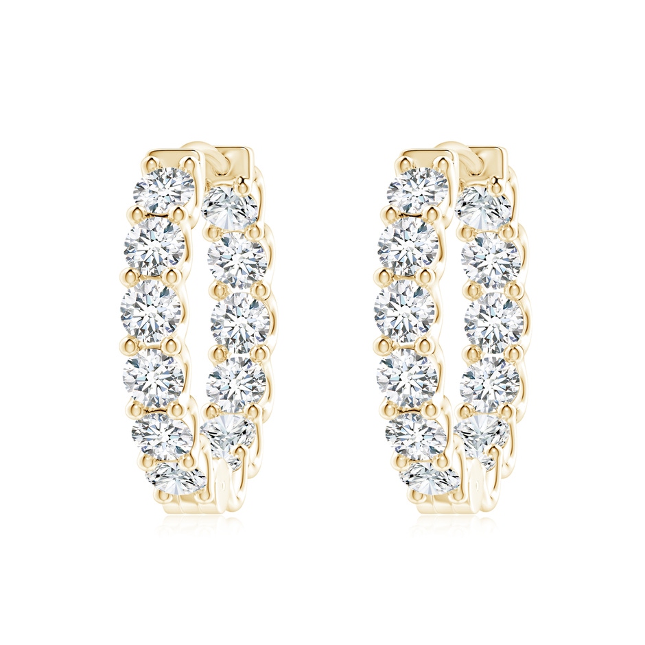 3.2mm GVS2 Prong-Set Diamond Inside Out Hoop Earrings in Yellow Gold 