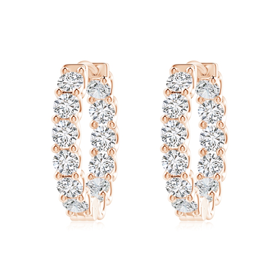 3.2mm HSI2 Prong-Set Diamond Inside Out Hoop Earrings in Rose Gold 