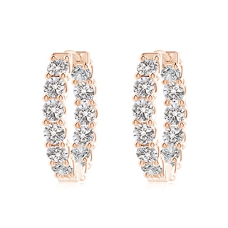 3.2mm IJI1I2 Prong-Set Diamond Inside Out Hoop Earrings in Rose Gold