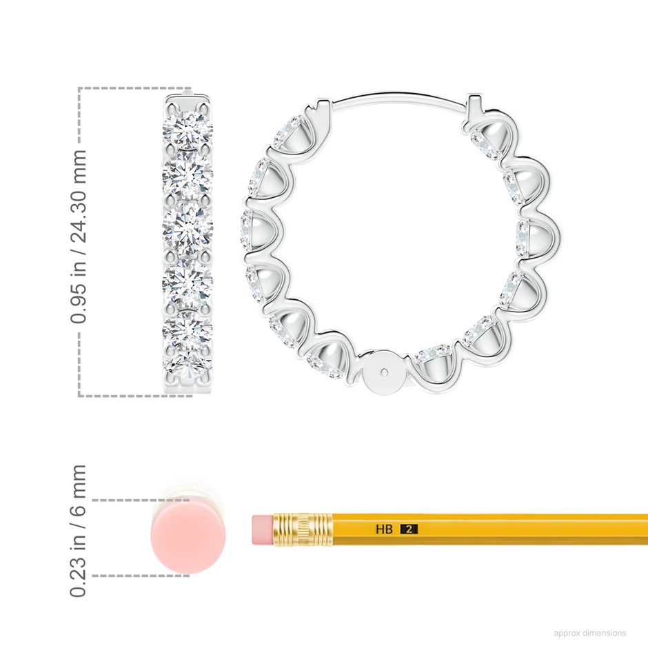 3.75mm GVS2 Prong-Set Diamond Inside Out Hoop Earrings in P950 Platinum ruler
