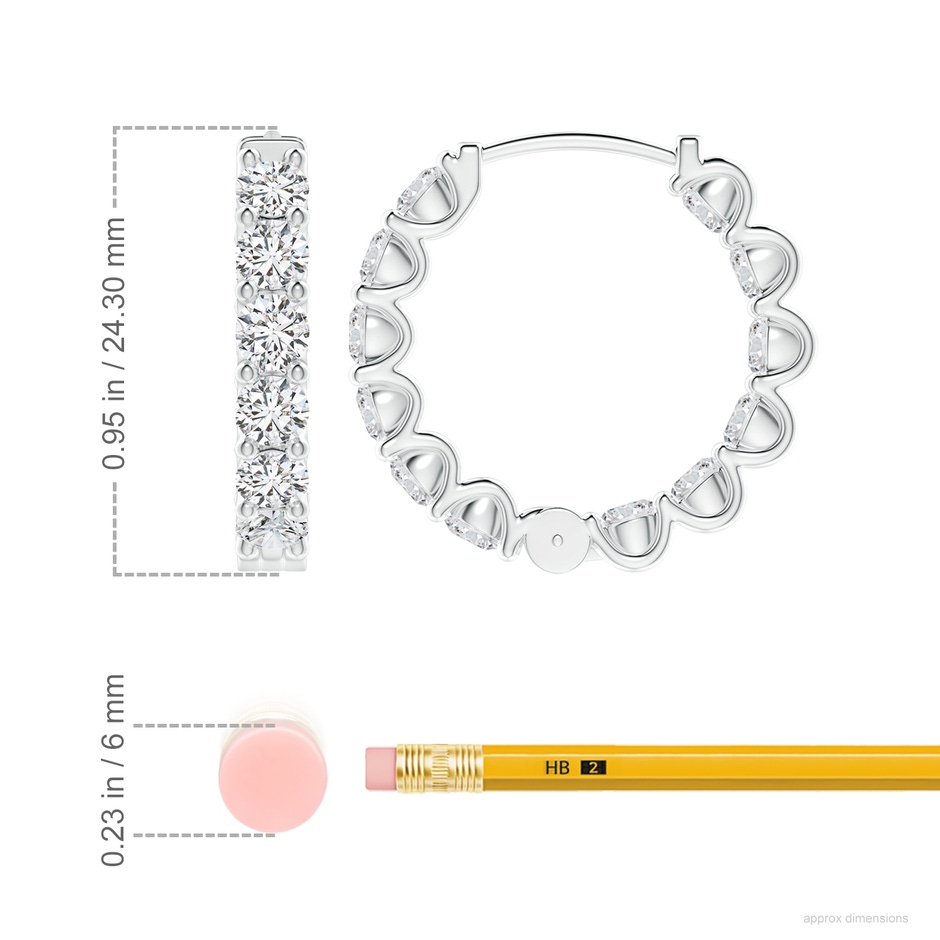 3.75mm HSI2 Prong-Set Diamond Inside Out Hoop Earrings in P950 Platinum ruler