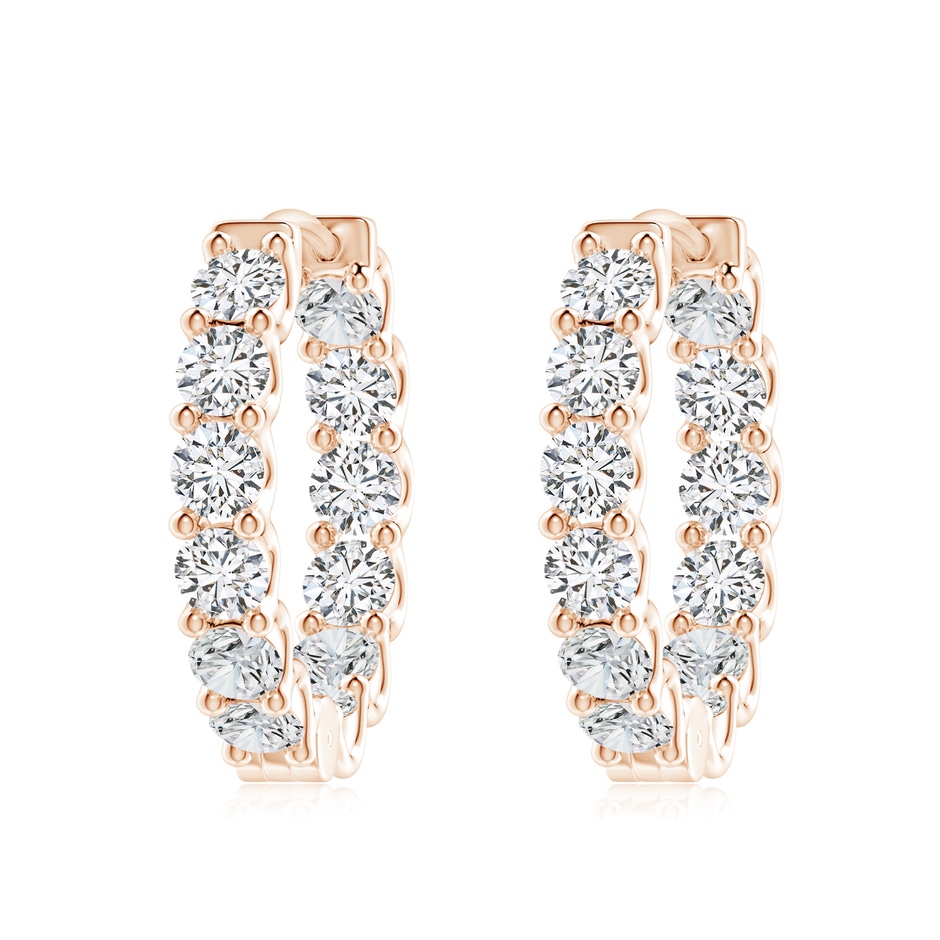 3.75mm HSI2 Prong-Set Diamond Inside Out Hoop Earrings in Rose Gold 
