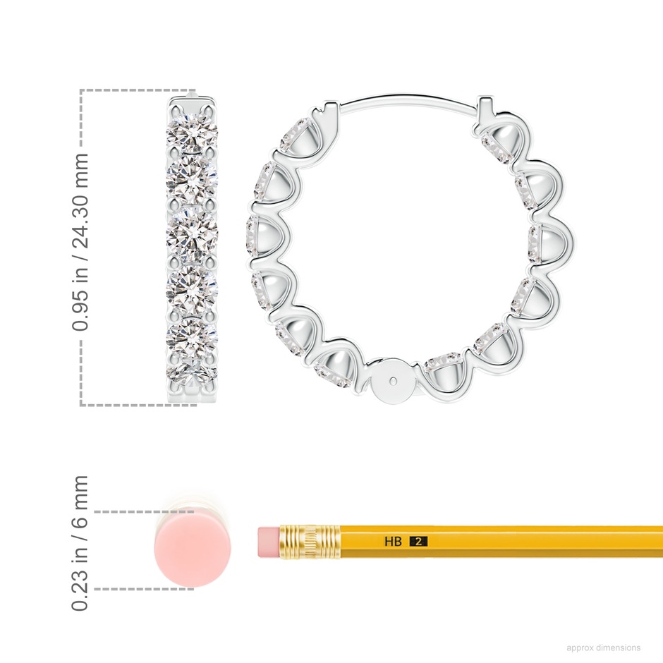 3.75mm IJI1I2 Prong-Set Diamond Inside Out Hoop Earrings in White Gold ruler