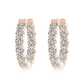 3.75mm KI3 Prong-Set Diamond Inside Out Hoop Earrings in Rose Gold