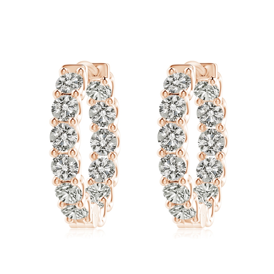 3.75mm KI3 Prong-Set Diamond Inside Out Hoop Earrings in Rose Gold 