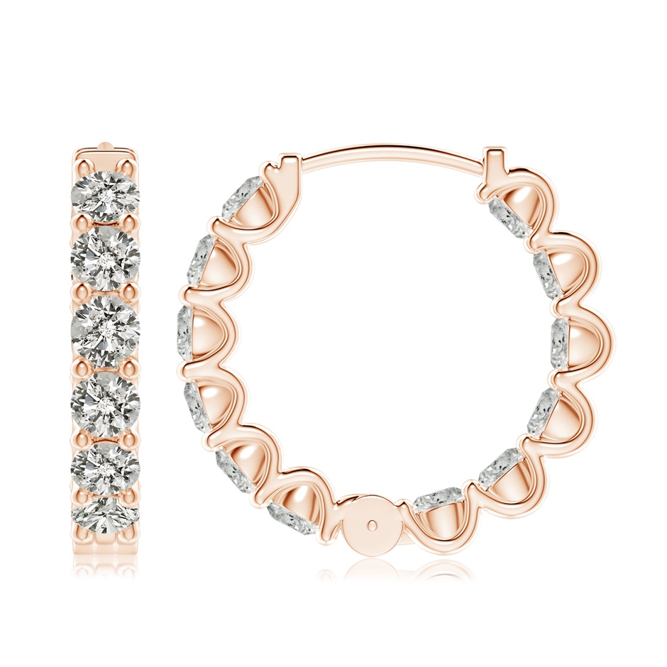 3.75mm KI3 Prong-Set Diamond Inside Out Hoop Earrings in Rose Gold side 199