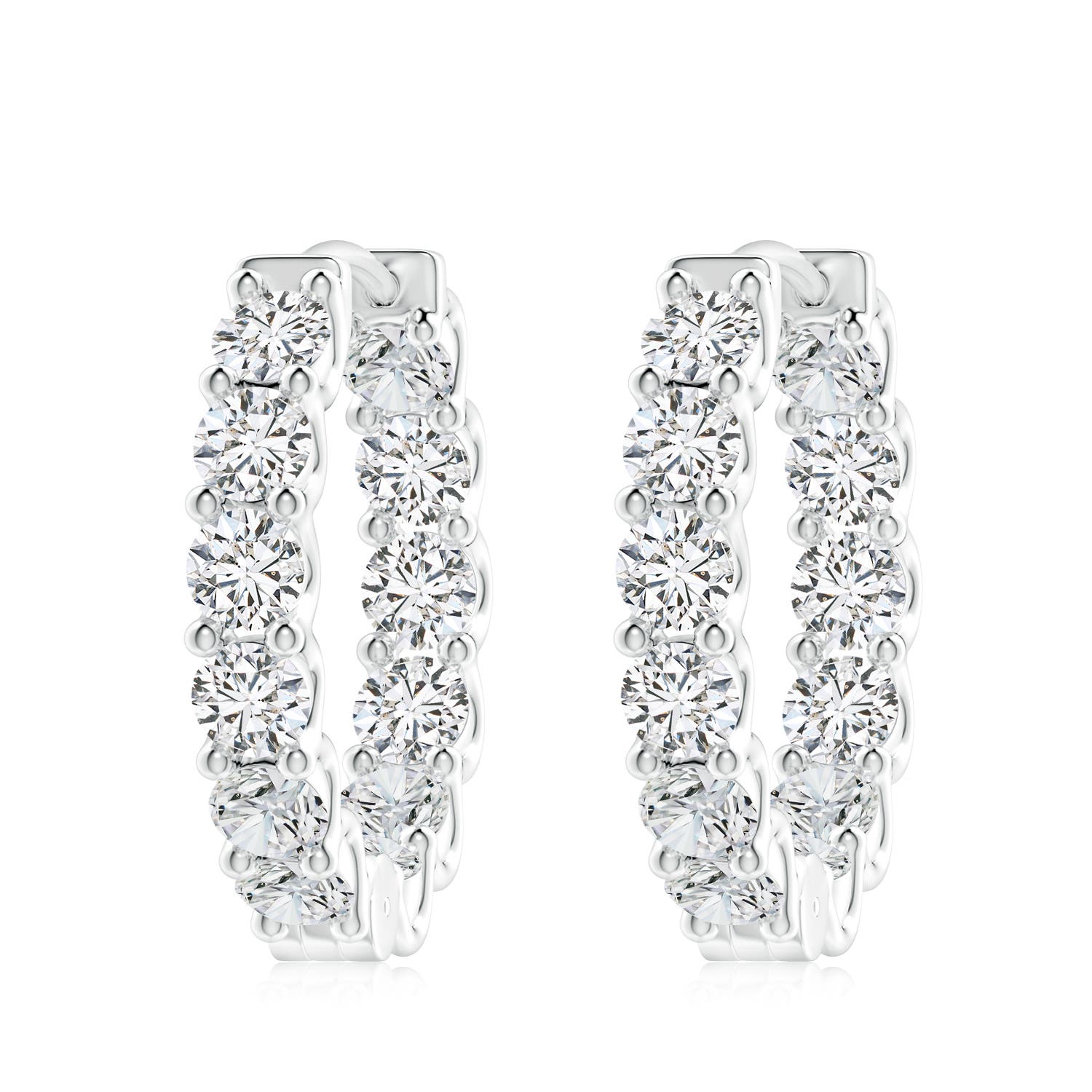 Angara 7.2 CTW Prong-Set Round Diamond Inside Out Hinged Clip Hoop Earrings in Platinum