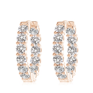 4.2mm IJI1I2 Prong-Set Diamond Inside Out Hoop Earrings in Rose Gold