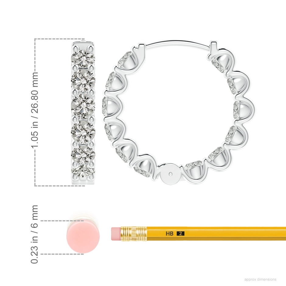 4.2mm KI3 Prong-Set Diamond Inside Out Hoop Earrings in P950 Platinum ruler