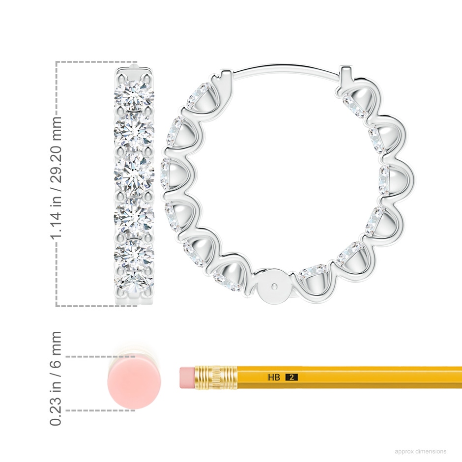 4.5mm GVS2 Prong-Set Diamond Inside Out Hoop Earrings in P950 Platinum ruler