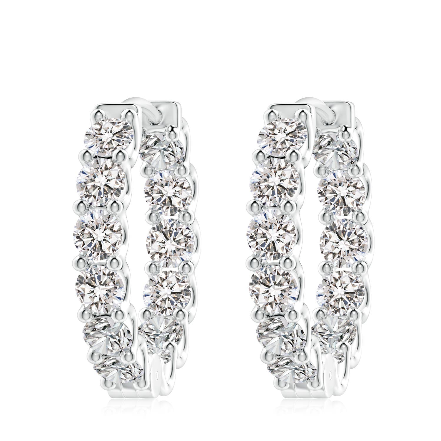 4.5mm IJI1I2 Prong-Set Diamond Inside Out Hoop Earrings in P950 Platinum