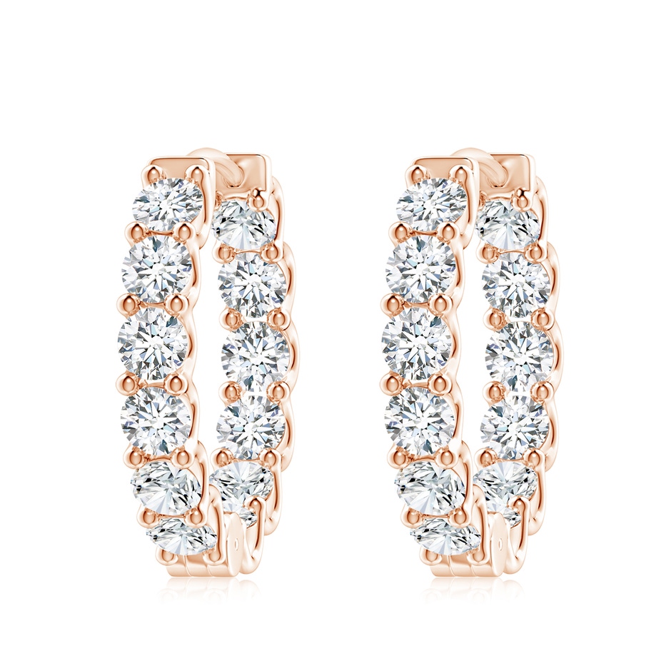 4mm GVS2 Prong-Set Diamond Inside Out Hoop Earrings in 9K Rose Gold 