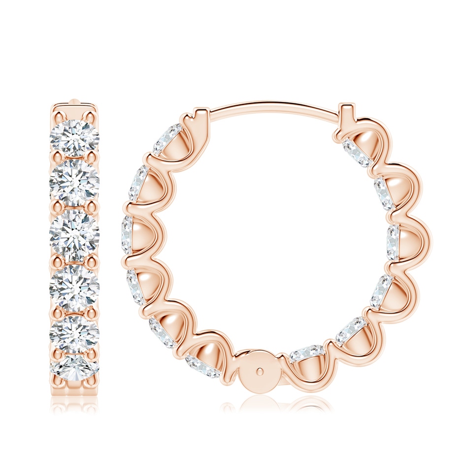 4mm GVS2 Prong-Set Diamond Inside Out Hoop Earrings in 9K Rose Gold side 199