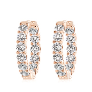 4mm IJI1I2 Prong-Set Diamond Inside Out Hoop Earrings in 10K Rose Gold