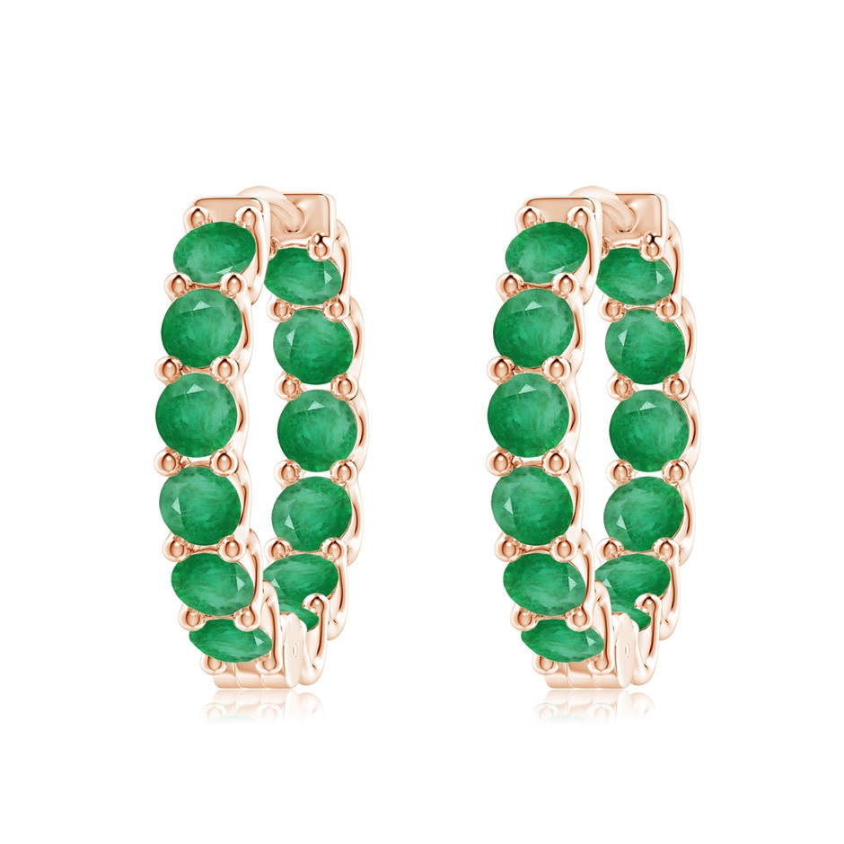 3.5mm A Prong-Set Emerald Inside Out Hoop Earrings in Rose Gold 