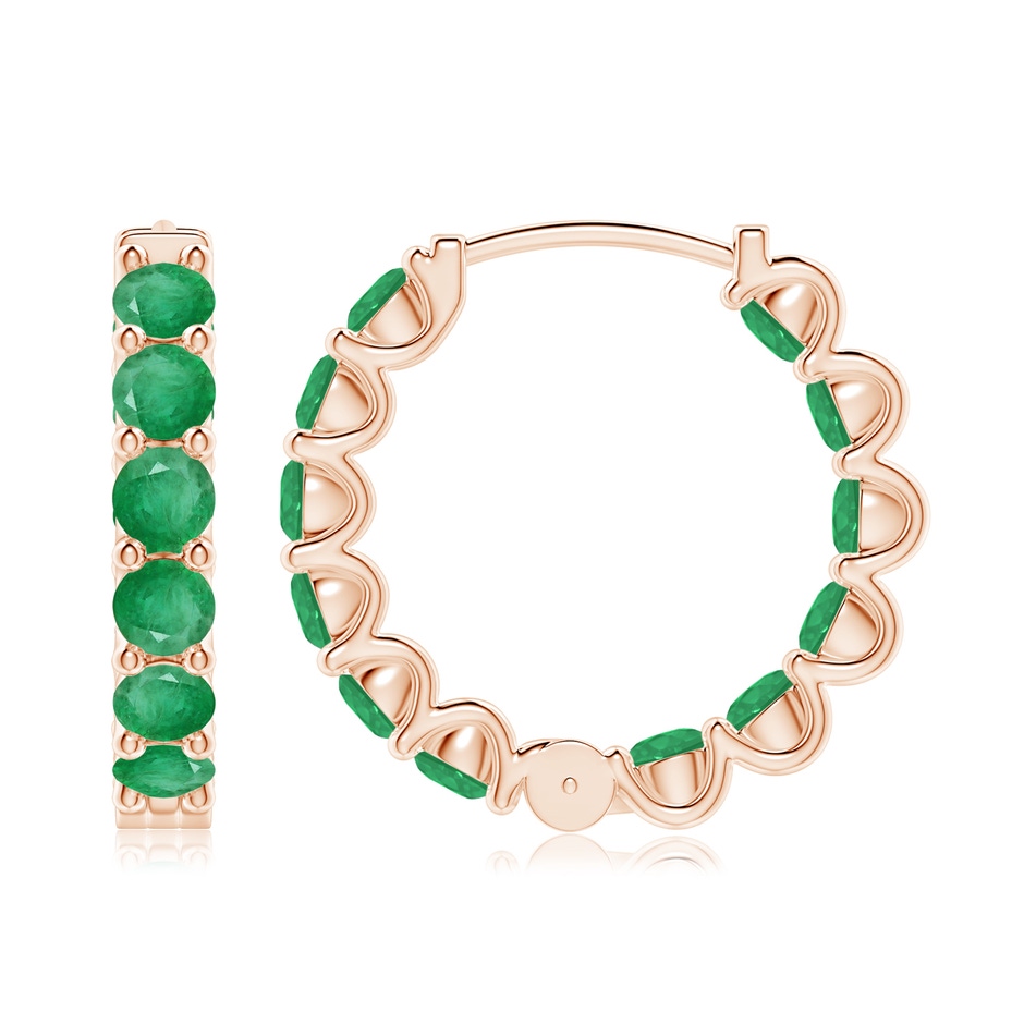 3.5mm A Prong-Set Emerald Inside Out Hoop Earrings in Rose Gold side 199