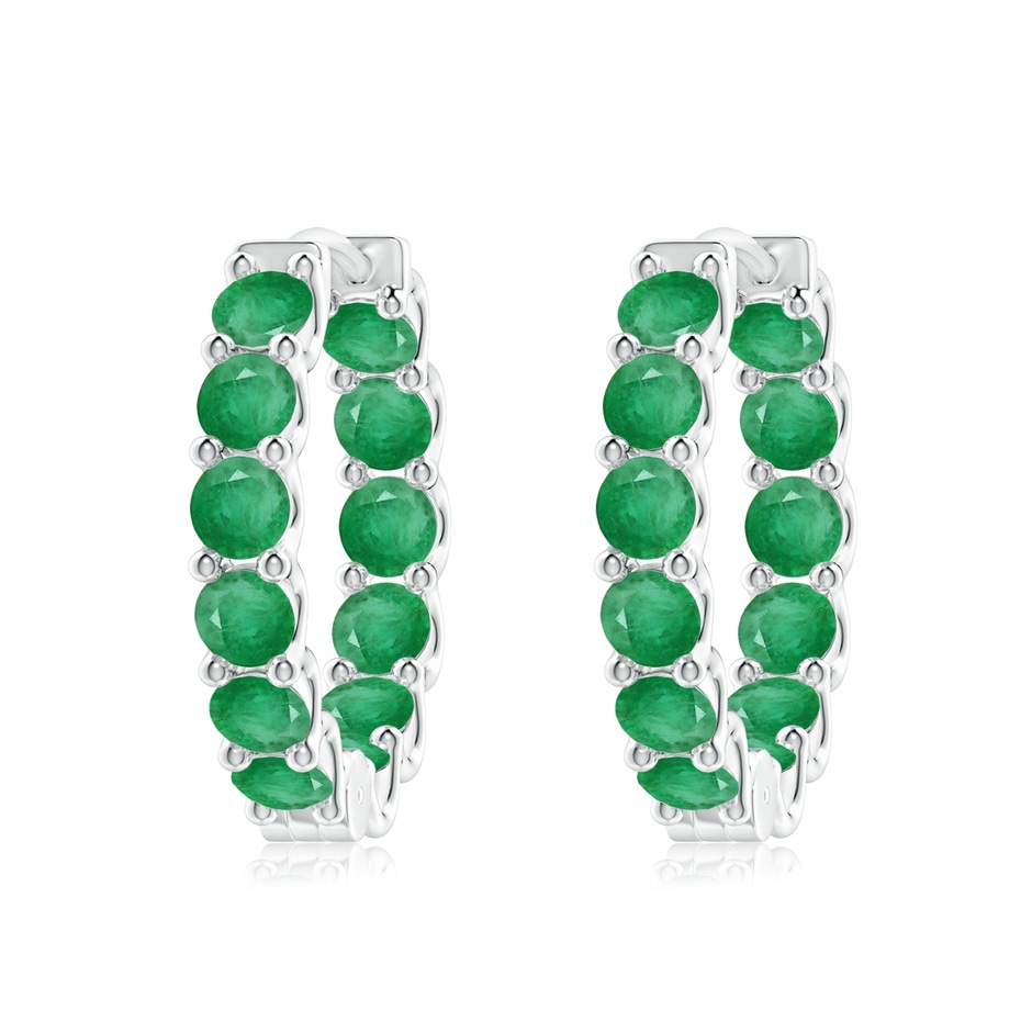 3.5mm A Prong-Set Emerald Inside Out Hoop Earrings in White Gold 